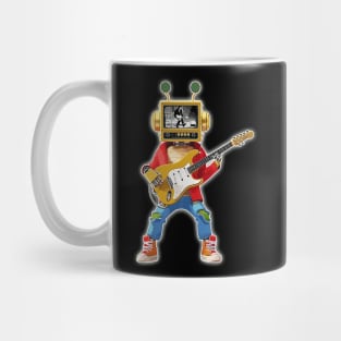 Rock and Roll Robot Plays Lead Guitar with a TV Head Chuck Berry Music Video Robot Mug